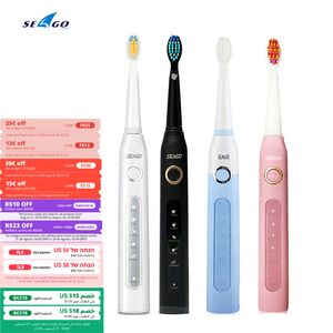 Diş fırçası seago şarj edilebilir sonik diş fırçası SG-507 sonik yetişkin elektrikli dişler fırça 2 dk zamanlayıcı 5 fırçalama modları beyazlatma temizleme 230823