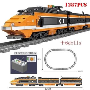 Electricrc Track Building Block Technische Zugserie Kazi Electric Railway Gleis Laying Machine Engineering Educational Monting Toy 230822