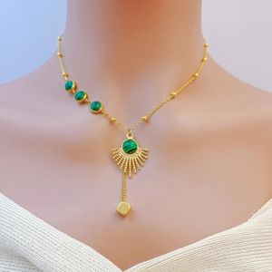 Винтажная кисточка имитация малахитовой подвесной сети ожерелье Женщины творческие украшения