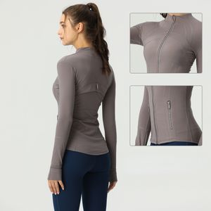 Lu08 yoga ceket kadın egzersiz spor fitness ceket hızlı kurutma spor ceketleri düz renkli ceket fermuar jogging spor gömlek spor giyim