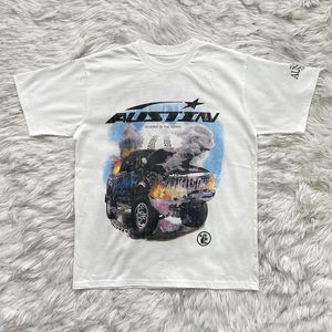 Hellstar Post tee işbirliği rüzgar ateş arabaları erkekler kadın moda kısa kollu tişört unisex pamuk üst erkekler retro t-shirt yaz gevşek tişört kaya smlxl