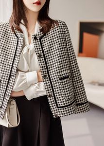 Chan Yeni Ceket Kadın Kış Ceket Kadınları XL Ceket Artı Boyut Tasarımcı Moda Tüvit Ceket Houndoth Tasar Tasarımcı Kadın Palto Palto Anneler Günü Hediyesi
