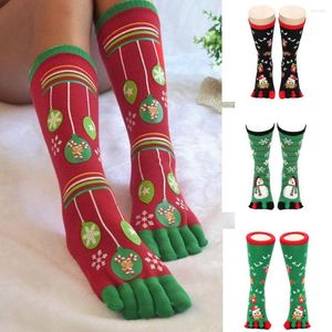 Kadınlar çorap Noel yumuşak pamuk karışımı salonu kış sıcak bayanlar çok renkli parmak çorap hediye xmas 6 stil için komik