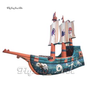 Karnaval sahne dekorasyonu için çarpıcı büyük şişirilebilir korsan gemi deniz botu modeli havalandırma brig