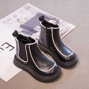 Bot Toddler Kız Botları Yeni Çocuklar Chelsea Martin Boots Sıradan Sonbahar Kış Deri Okulu Kızlar Kar Çocukları Motosiklet Botları L0824