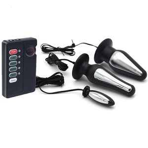 Вибраторы Bi Polar Electrock Anal Massager Butt Plug Prostate G Пятно от влагалищной электрической стимуляции Тематические сексуальные продукты игрушка 230824