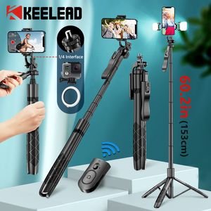 Selfie Monopods L16 1530mm Wireless Stick Tripod Stand Foldable Monopod for Gopro Action Cameras Smartphones Balance Steady Shooting Live 230823