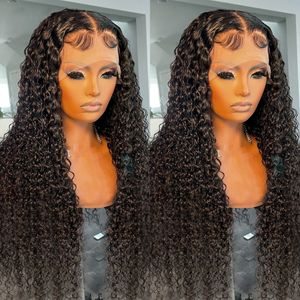 30 32 Inch Deep Wave Frontal 13x4 Curly Transparent Lace Front Human Hair Wigs Brazilian Remy 180% 4x4 Closure Wig for Women