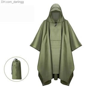 Outdoor Military Raincoat Women Men Hooded Long Raincoat Unisex One-piece Rain Poncho Camping Hiking Waterproof Rainwear Suit Q230824