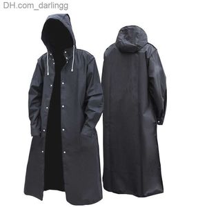 D2 Siyah Moda Yetişkin Su Geçirmez Uzun Yağmurluk Kadınlar Erkek Yağmur Ceket Açık Yürüyüş Seyahat Balıkçılık Tırmanış Kalınlaştırılmış Q230824