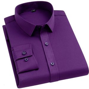 Men's Dress Shirts BAMBOOPLE Non-iron Office Shirts for Men Latest Anti-wrinkle Soft Business Without Pocket Smart Causal Purple Slim Fit AEchoice 230824