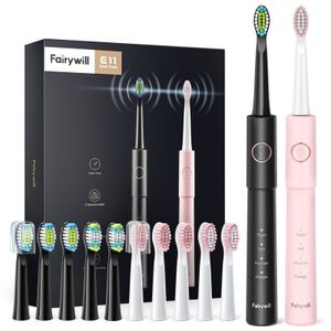 Toothbrush Fairywill Sonic Electric Toothbrush E11 Waterproof USB Charge With 8 Brush Replacement Heads Black and Pink Set for Couple 230824