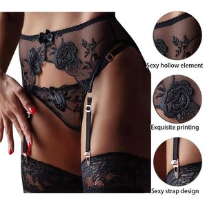 Briefs Panties artı beden seksi dantel iç çamaşırı jartiyer Şeffaf iç çamaşırı çorap 230824 için ayarlanabilir çift göğüslü bel kemeri