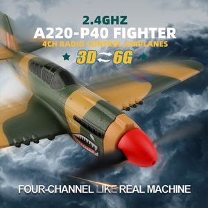 ElectricRC Uçak WLTOYS A220 RC Düzlem 2.4G Radyo Uzaktan Kumanda Uçağı 6G3D Dublör Uçak RC Fighter Foam Elektrikli Uçak Model Oyuncaklar Çocuklar İçin 230823