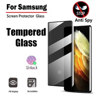 Конфиденциальность смягченного стекла Samsung Galaxy S23 Ultra Screen Protector для S22 S21 Plus Примечание 20 Antipy Spy Finger -Finger Разблокирует 5G пленка