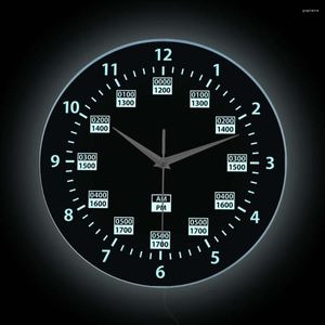 Duvar Saatleri 24 Saat Askeri Zaman LED Işık Saati İnsan Mağarası Ordusu Donanma Deniz Zamanlaması Profesyonel Ekran İşareti Gece Işığı