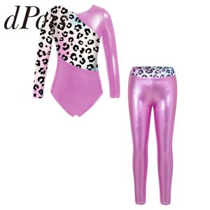 Body Mechanics Clothing Kids Girls Long Sleeve Gymnastics Leotards with Leggings Dancewear Gymnastics Jumpsuit for Girl Children Ballet Dance Outfits 230825