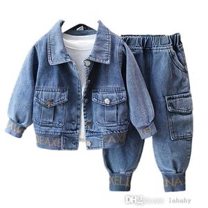 Çocuklar erkek izleme kıyafetleri bahar denim ceket ceket çocuk giyim setleri dış giyim pantolon gündelik takım elbise bebek iki parça set kıyafet 2-9y