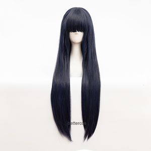 Косплей парики аниме Hyuga Hinata Straight Hair Chair Bang Cosplay Wigs Бесплатный парик крышка 230824