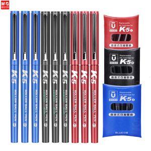 Ballpoint Pens M G K5 Refillable Roller Ball Gel Pen Replaceable Ink Cartridge 0.5mm Fine Point Needle Nib Blue Black Red Refills Quick Dry 230825