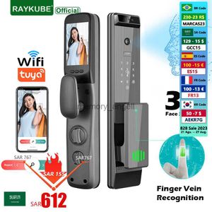 2023 Novo Q12 Tuya WiFi Reconhecimento de veia de dedo 3D Face Smart Door Lock com olho mágico integrado Câmera de tela HD 24H Captura de fotos HKD230825