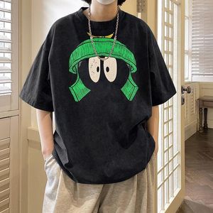 Homens Camisetas Designer Camisa Para Homens Vintage Lavado Algodão Dos Desenhos Animados Anime Impressão T-shirt Luxo Camiseta Hip Hop Loose Tee