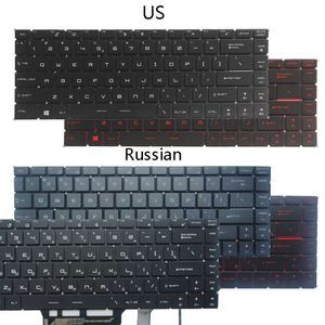 MSI GS65 GS65VR MS-16Q1 GF63 8RC 8RD MS-16R1 MS-16R4 GF65 İnce 9SD 9SD MS-16W1 MS-16WK HKD230825 için yeni arkadan aydınlatmalı ABD/Rus klavye. HKD230824