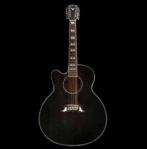 Özel Jumbo Vücut Sol 12 String Alevli Akçaağaç Gitar Kesme Akustik Elektro Gitar