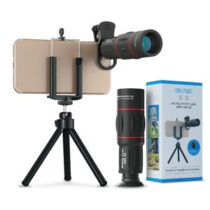 18X Zoom Telephoto Lens with Tripod Universal Optics Glass Telescope Phone Camera Lens 18X25 Zoom Lens for Mobile Phone