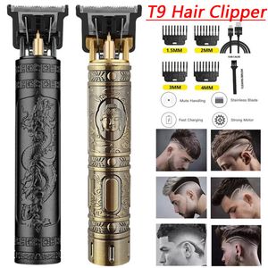 Razors Blades Vintage T9 Professional Hair cutting machine Hair Clippers Electric Hair timmer Rechargeable Shaver Beard Trimmer for men 230824
