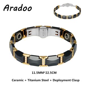 Bracciale rigido in acciaio ceramico Bracciale sanitario magnetico nero calcoli biliari anti-radiazioni brucia grassi braccialetto con chiusura di distribuzione per la perdita di peso 230824