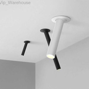 Black White Long Tube Ceiling Recessed LED Spot Lamp Angle Rotatable Ceiling Light 12W for Kitchen Bedroom Picture TV Background HKD230825