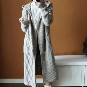Çapraz kadın kazak uzun hırka sonbahar kış yeni örme ceketler Kore