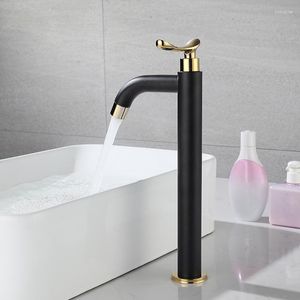 Banyo Lavabo Muslukları Havza Musluğu Siyah ve Altın Banyo Tek Soğuk Su Vanity Musluk Güverte Monte Washbasin Mutfak Mutfak