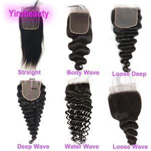Yirubeauty Brazilian Human Hair Loose Deep Water Wave Silky Straight 6X6 Lace Closure Free Part Natural Color 10-24inch