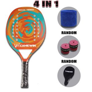 Squash Raketleri Handwin Yetişkin Profesyonel Tam Karbon Beach Tenis Raket 4 Bag Unisex Equipment Padel Raketleri ile 1 Yumuşak Eva Yüz Raqueta 230824