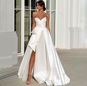 Modern Elegant Gelinlik 2024 Tatlım Side Split Gelin Elbiseleri Korse Kemikler Gelin Gelinlik Vestidos de Noiva