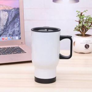 15oz Blank Sublimation Travel Mug with Handgrip and Lid Double Wall Insulated Vacuum Cup Stainless Steel Tumbler FY5643 AU18
