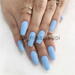 Ложные гвозди 24pcsbox Blue Fake Nails Нажмите на ногти False Nails Бесплатная доставка наконечников для ногтей.