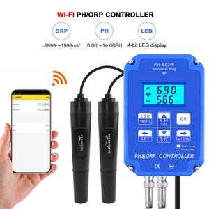 PH Metre PH-803W WiFi İzleme Dijital PH ORP Kontrolör BNC Prob Hidroponik Yüzme Havuzu Akvaryumu için Su Kalitesi Test Cihazı 230826