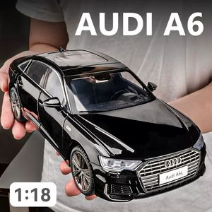 Aircraft Modle 1 18 Audis A6L Alloy Model Car Metal Diecast Collection Vehicle Simulation Sound Light Pull Back Series Toy For Kids Gift 230825