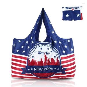 Duffel Bags USA Bağımsızlık Günü Hediye Katlanabilir Çevresel Su Geçirmez Alışveriş Tote Çanta Kadınlar Büyük Kapasite Seyahat Çantası