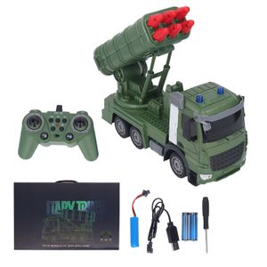 ElectricRC Car RC Military Truck Toy Electric er With 6 able Missiles Remote Control Vehicle Gift For Boys 230825