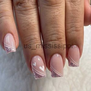 Ложные гвозди 24pcsbox Square Head Head Fake Nails Нажмите на ногти Stiletto False Nails Бесплатная доставка наконечников для ногтей.