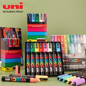 Маркеры Uni Posca Graffiti Acrylain Paint Drawing Set Set Prop Art Pen Ultra Fine Nib PC-3M PC-1M PC-5M Канцелярские товары.