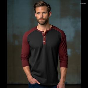 Erkek Tişörtleri Şarap Kırmızı 2023 Uzun Kollu Gömlek Erkek Klasik Renk Eşleşen Nefes Alabilir Üst Düzenli Uyum Günlük Giyim