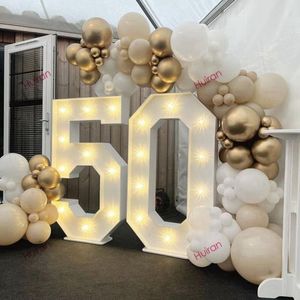 Other Event Party Supplies 91.5cm Balloon Filling Box With Light Giant Birthday Figure 1st Birthday Baloon Number 30 40 50 Adult Party Ballon Frame Decor 230825