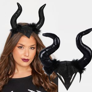 Главные повязки Женщины Хэллоуин длинный демон олос рог повязка голова злой королева блеск для волос обручи косплей костюм магический состав