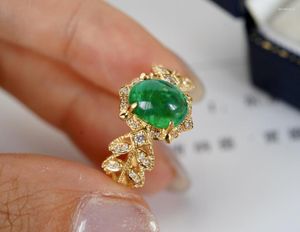 Küme Yüzükleri SX609 Katı 18K Altın 1.7Ct Doğa Emerald Kadınlar için Mücevherler Altı kelimelik uyarı sunar