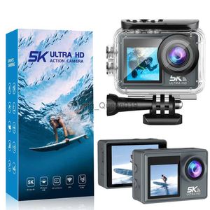 5K 30FPS Action Camera Anti-shake Waterproof Sport Camera Dual Screen 170 Wide Angle 30m with Remote Control Bicycle Diving Cam HKD230828